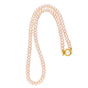 Sri Jagdamba Pearls New Single Line Peach Pearl Necklace 1