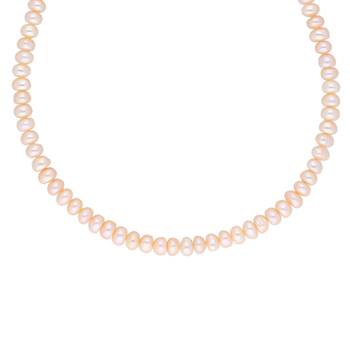 Sri Jagdamba Pearls New Single Line Peach Pearl Necklace 2