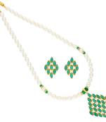 Green Diamond Shape Pearl Pendant Set