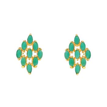 Green Diamond Shape Pearl Pendant Set 3