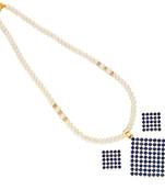 Blue Diamond Shape Pearl Pendant Set