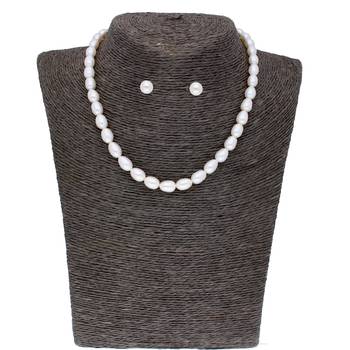 Sri Jagdamba Pearls 1 Line Oval Pearl Necklace 1