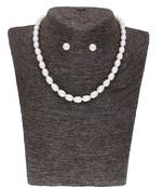 Sri Jagdamba Pearls 1 Line Oval Pearl Necklace