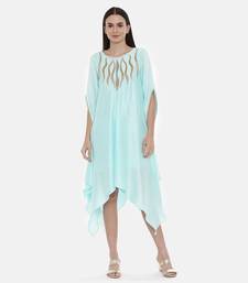 Aqua Blue Embroidered Silk Dress