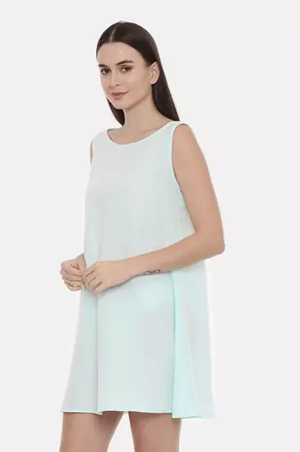 Aqua Blue Embroidered Silk Dress