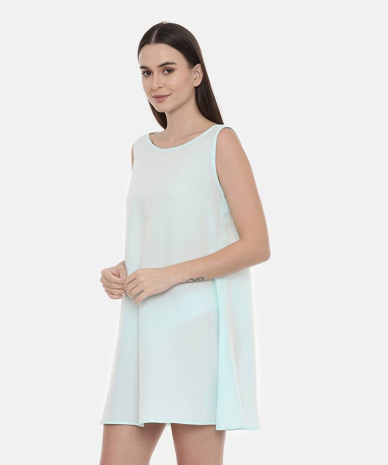 Aqua Blue Embroidered Silk Dress