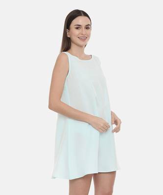 Aqua Blue Embroidered Silk Dress 4