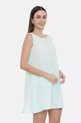 Aqua Blue Embroidered Silk Dress