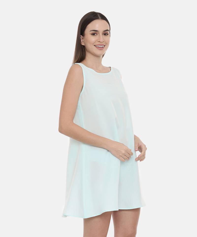 Aqua Blue Embroidered Silk Dress