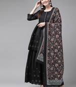 Black plain cotton ethnic-kurtis