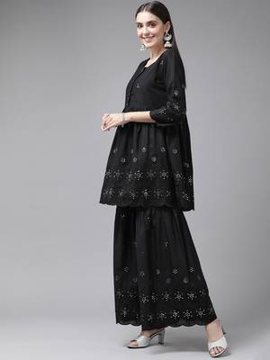 Black plain cotton ethnic-kurtis 2