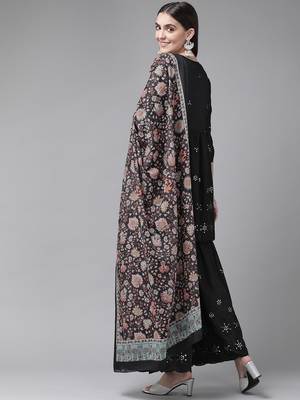Black plain cotton ethnic-kurtis 3
