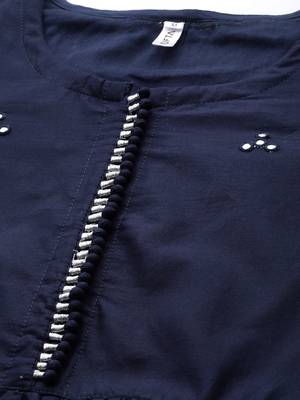 Navy-blue plain cotton ethnic-kurtis 4