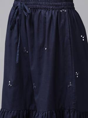Navy-blue plain cotton ethnic-kurtis 5