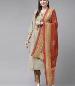 Grey printed silk ethnic-kurtis