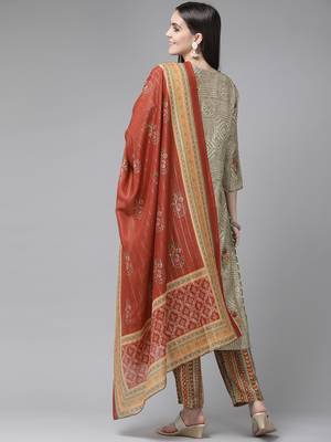 Grey printed silk ethnic-kurtis 3