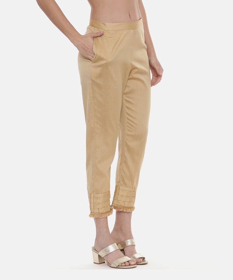 Gold Silk Tappered Pants