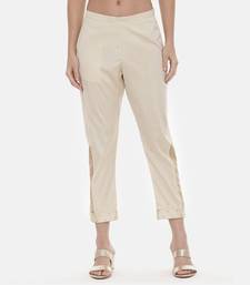 Beige Silk Tappered Pants