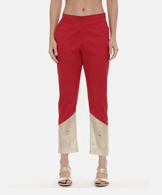 Red Silk Tappered Pants 2