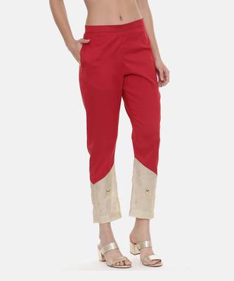 Red Silk Tappered Pants 4