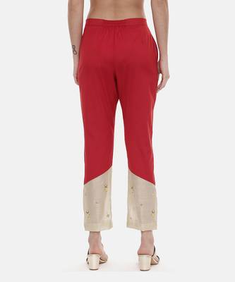 Red Silk Tappered Pants 5