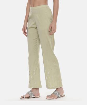 Green Silk Embroidred Pants 3
