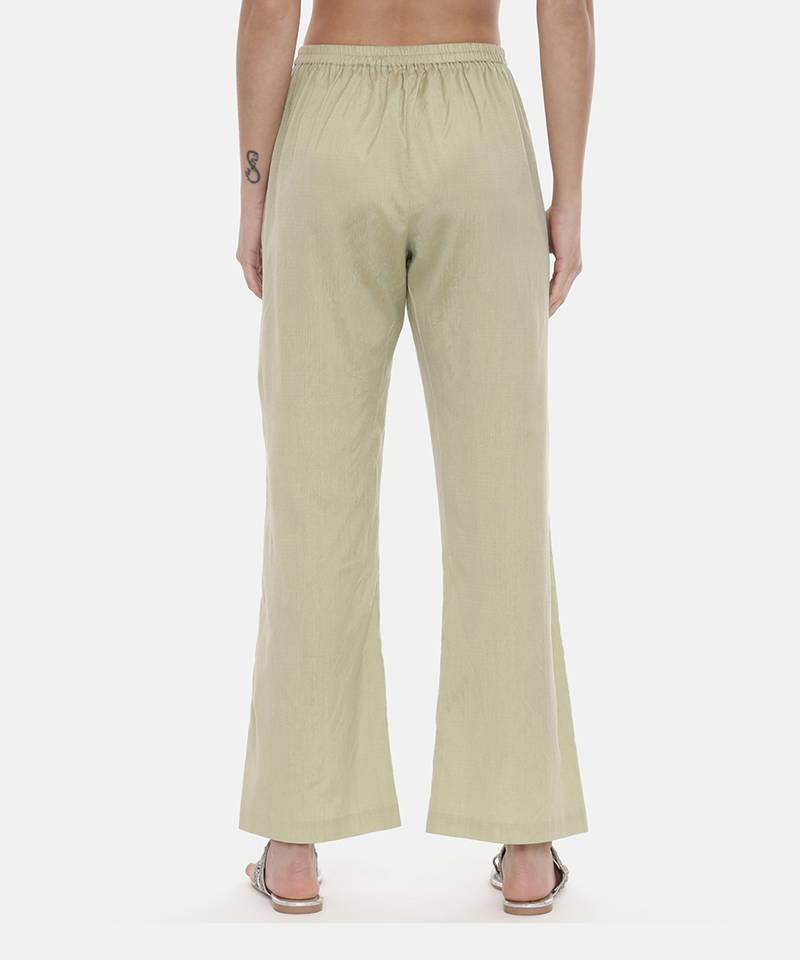 Green Silk Embroidred Pants