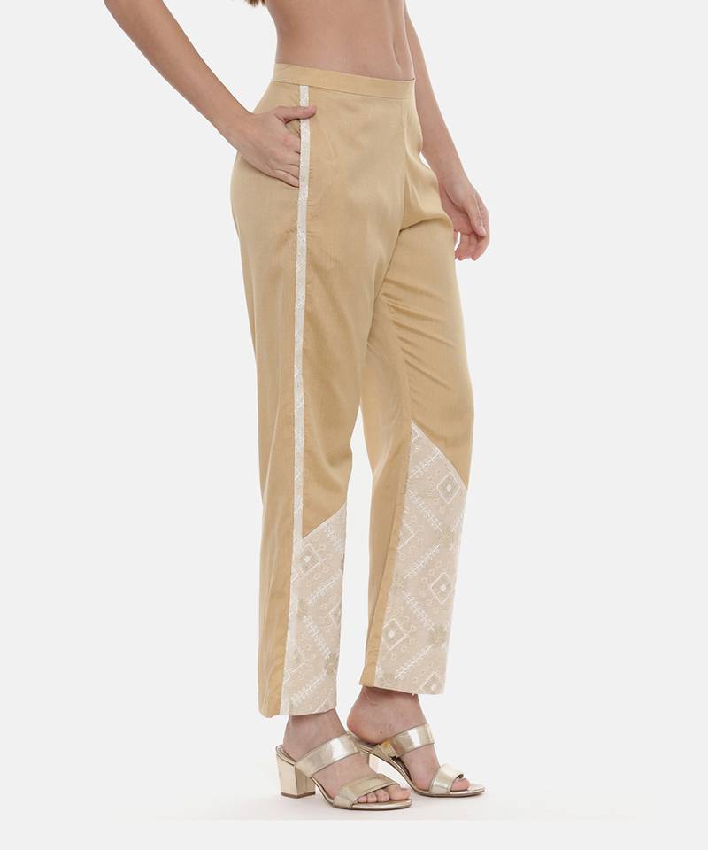 Gold Silk Embroidred Pants