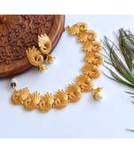 Matte finish peacock choker necklace set dj 05047