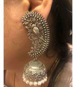 Silver replica jhumki, dangler jhumka earrings with pearl drop,indian oxidized earrings, jhumka jhumki earrings