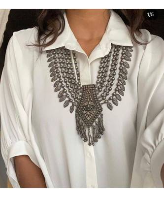 Multilayer oxidised antique necklace, Indian ethnic jewelry, multistrand necklace boho jewelry, tribal necklace 2