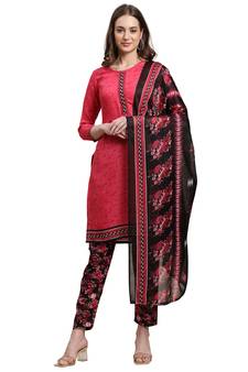 Pink printed blended cotton salwar