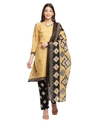 Beige printed blended cotton salwar 1