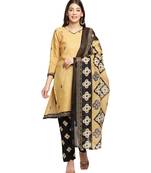 Beige printed blended cotton salwar