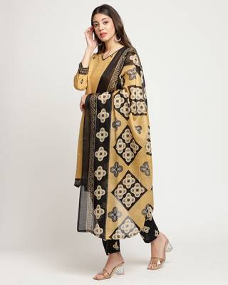 Beige printed blended cotton salwar 3