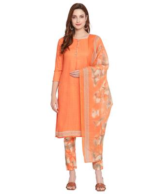 Orange printed blended cotton salwar 1