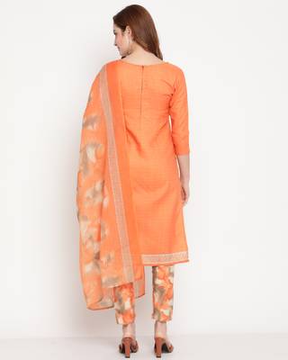 Orange printed blended cotton salwar 2