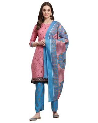 Light-pink printed blended cotton salwar 1