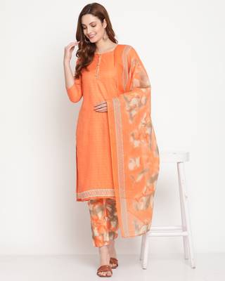 Orange printed blended cotton salwar 3