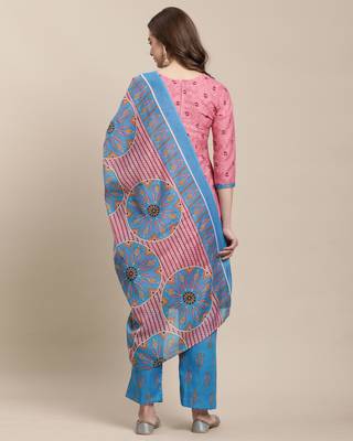 Light-pink printed blended cotton salwar 2