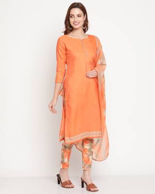 Orange printed blended cotton salwar 4