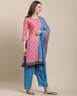 Light-pink printed blended cotton salwar 3