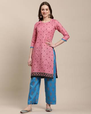 Light-pink printed blended cotton salwar 4