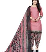 Pink printed blended cotton salwar