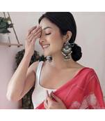 Chandbali Oxidised stone jhumka jhumki earring, long earrings, black  earrings, pearl earring, handmade temple earring