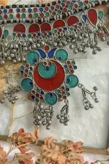 Afghani Glass Work And Thread work, Beautiful Statement Choker Set,Gypsy Style Choker, Boho Jewelry, Trendy Choker Set