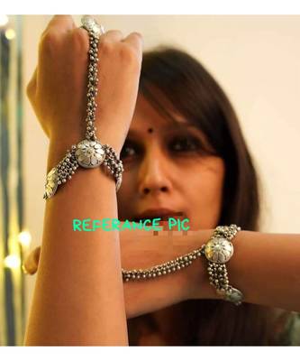 Ghungroo haathphool hand harness hand accessories traditional wear wedding indian oxidized German silver 2