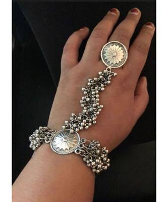 Ghungroo haathphool hand harness hand accessories traditional wear wedding indian oxidized German silver 1