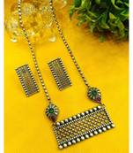 Indian german silver jewellery, Oxidized Long chain pendant set,