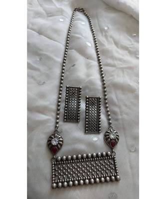 Indian german silver jewellery, Oxidized Long chain pendant set, 2